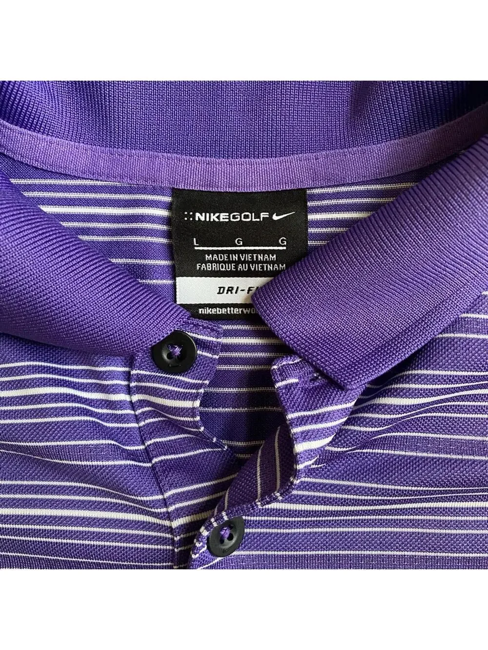 Nike Golf Men’s Purple Striped Polo Shirt Large